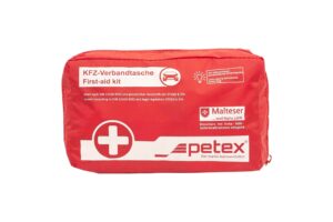 Червена автоаптечка Petex DIN 13164 одобрена от Гръцкото министерство на транспорта